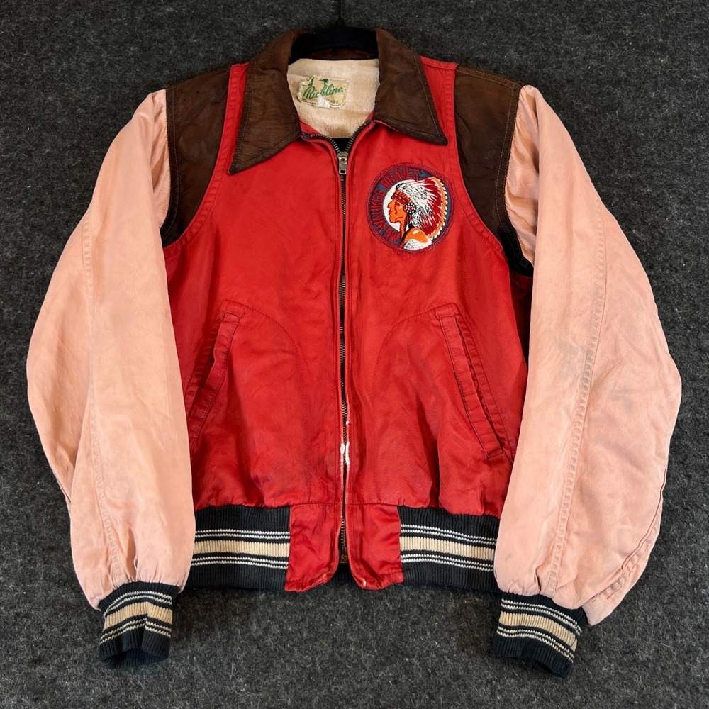 VINTAGE 50s Milwaukee Braves Bomber Jacket Youth Small Red Richline Chicago 60s